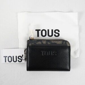 Tous Zip Change Leather Kaos Purse-Cardholder Icon in Black/Cream/White (NWT)